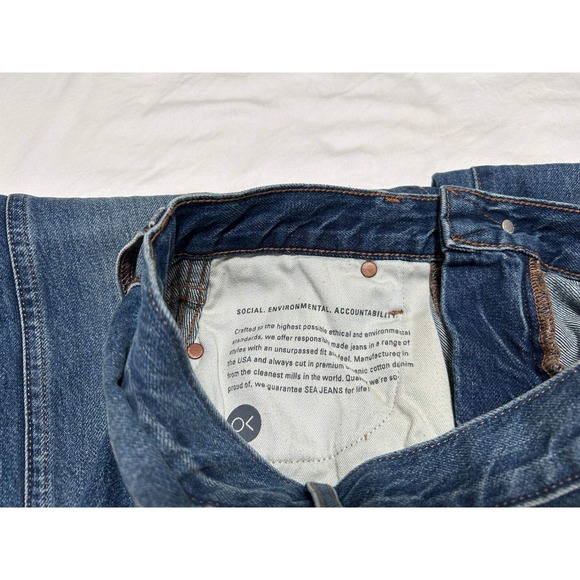 Outerknown Sea Jeans The Brook Wide Leg High Rise Blue Denim Womens Size 28 New - Picture 3 of 10